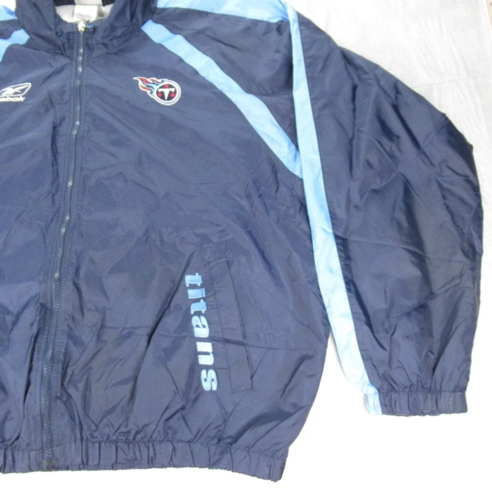 Vintage Tennessee Titans Jacket Mens XXL Reebok Blue Full Zip Wind Rain READ